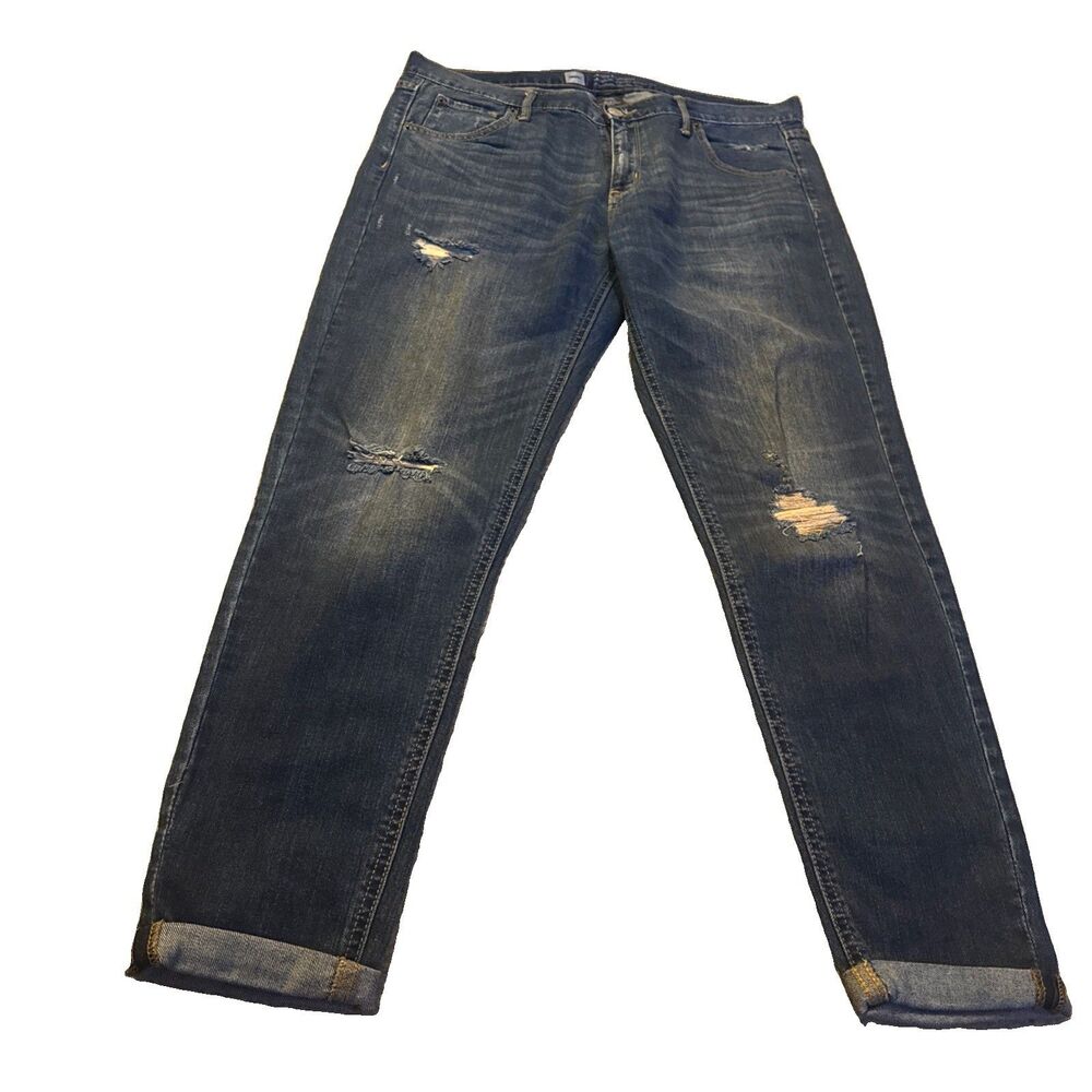 Mossimo Skinny Boyfriend Blue Distressed Jeans Size 8